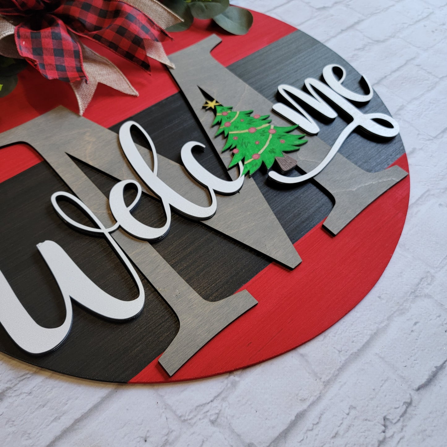 Welcome Christmas Tree Door Hanger