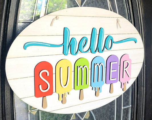 Hello Summer Popsicle Door Hanger