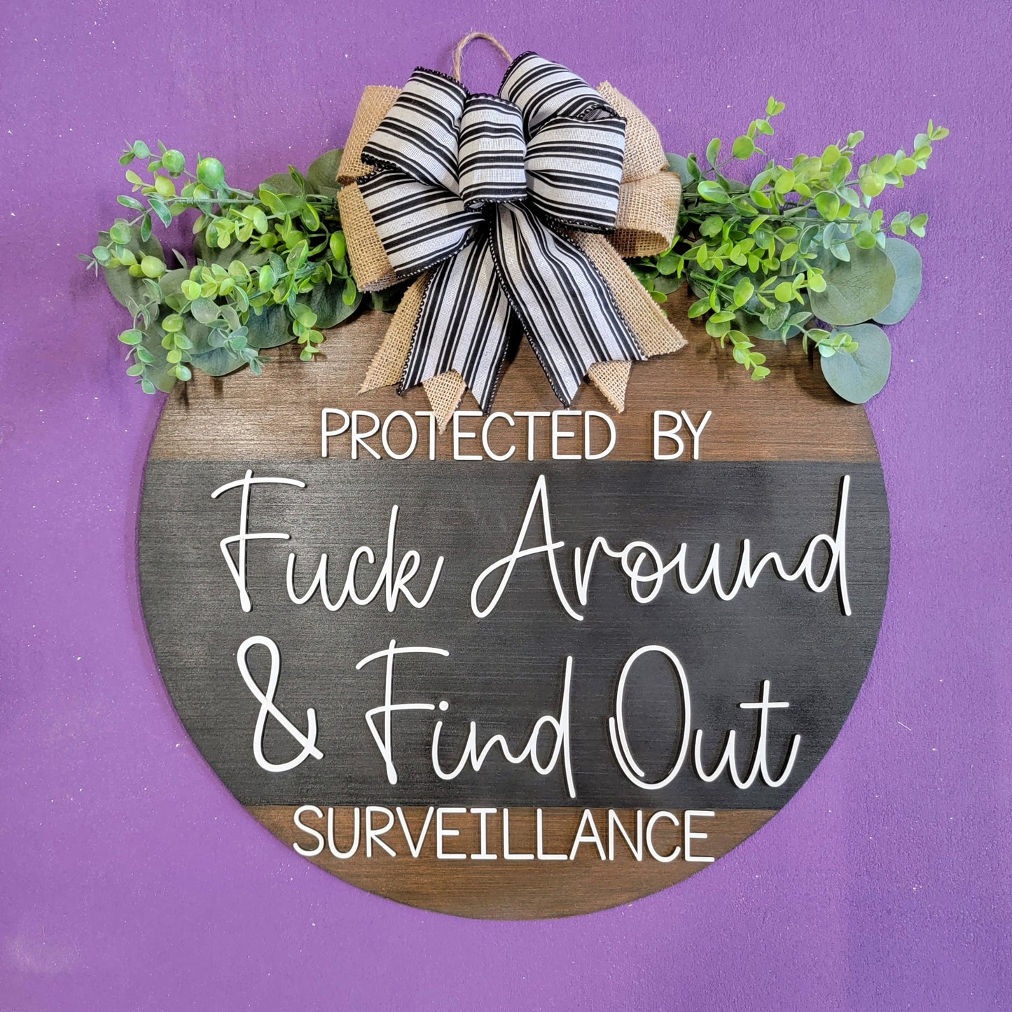 Protected By Fuck Around and Find Out Surveillance Door Hanger