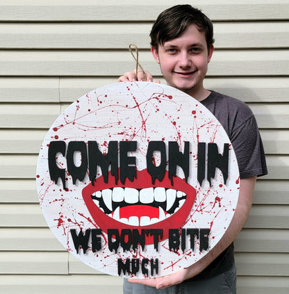 We Don't Bite Halloween Door Hanger