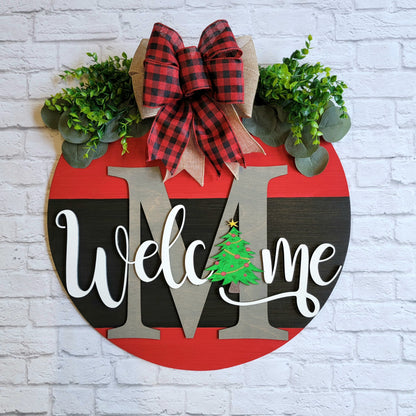 Welcome Christmas Tree Door Hanger