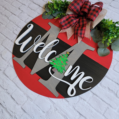 Welcome Christmas Tree Door Hanger