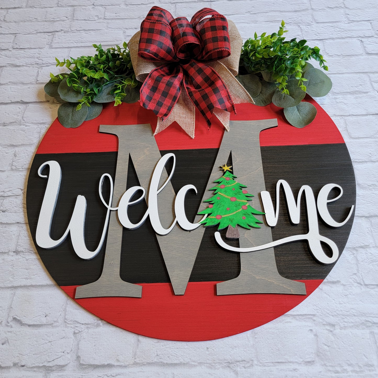 Welcome Christmas Tree Door Hanger