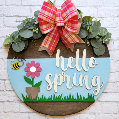 Hello Spring Front Door Hanger