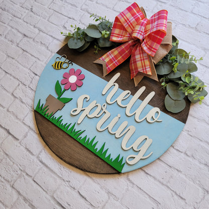 Hello Spring Front Door Hanger