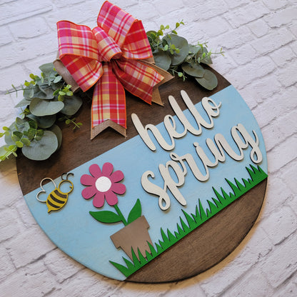 Hello Spring Front Door Hanger