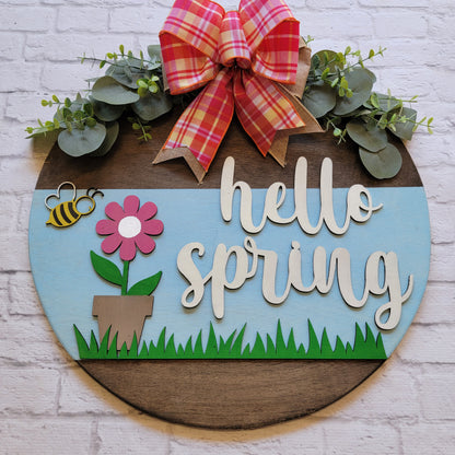 Hello Spring Front Door Hanger