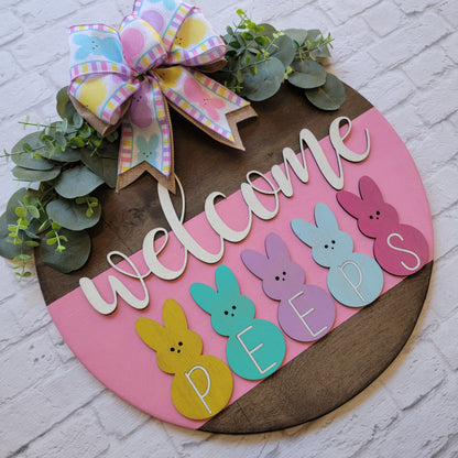 Welcome Peeps Front Door Hanger