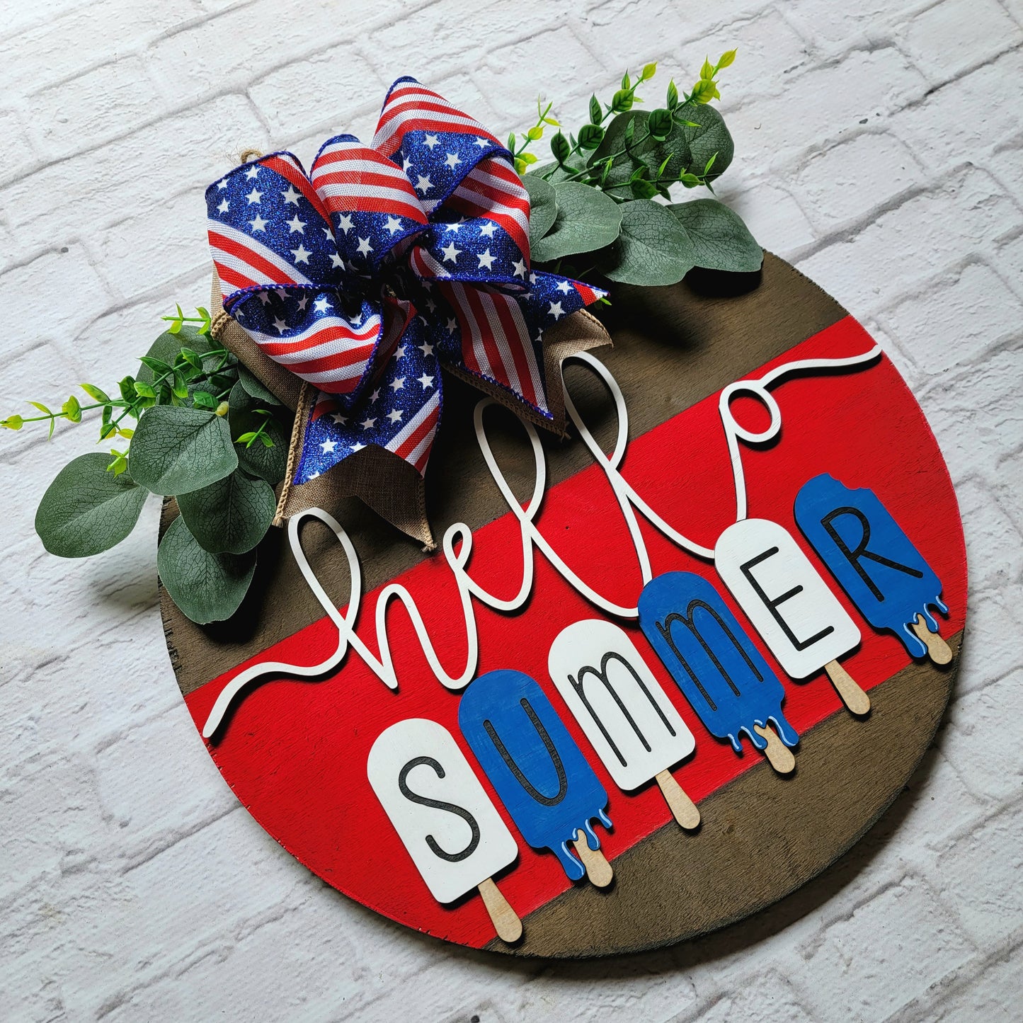 Patriotic Popsicle Hello Summer Door Hanger